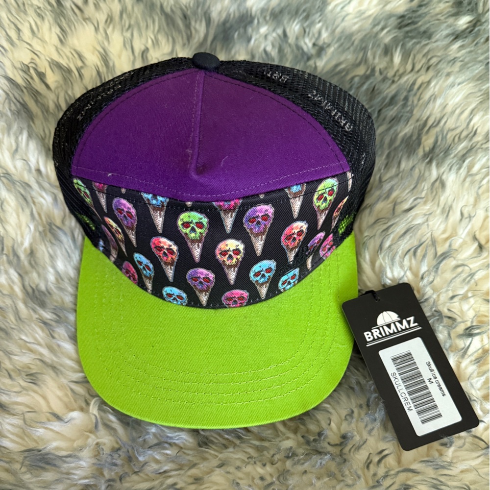 Kids Skull Print Hat -Brimmz Skull Ice Cream Cone NWT Hat Child Size